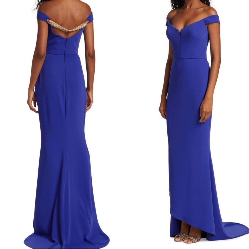 Reem Acra Beaded Back Strap Gown